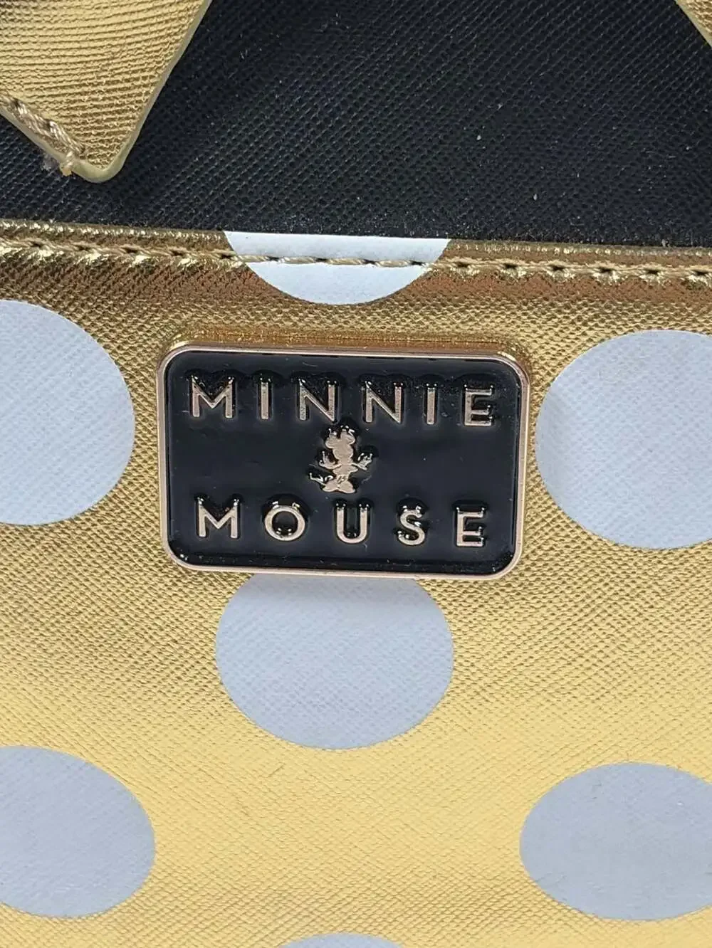 Disney Minnie Mouse Black and Gold Polka Dot Ears Mini Backpack